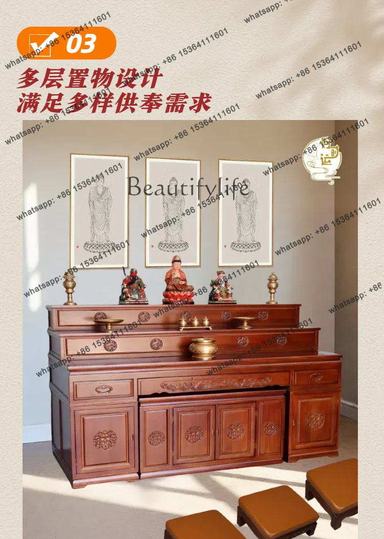 Tibetan Style Three-Layer Offering Table Altar  Table Buddha Shrine Cabinet Altar Buddha Altar Incense