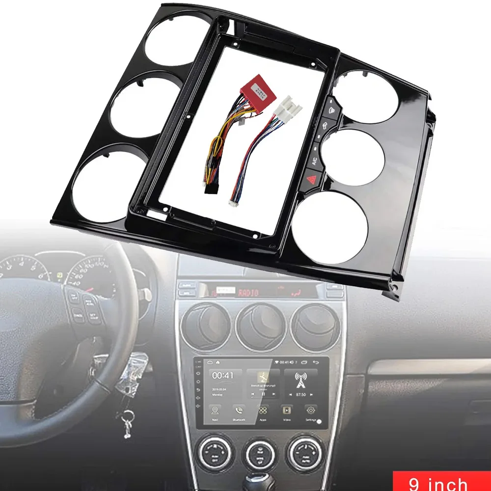 

9 Inch Radio Fascia for Mazda 6 2004-2015 Stereo Panel Dashboard Kit Frame Bezel 2 Din Built-in Canbus PCB Wire Harness