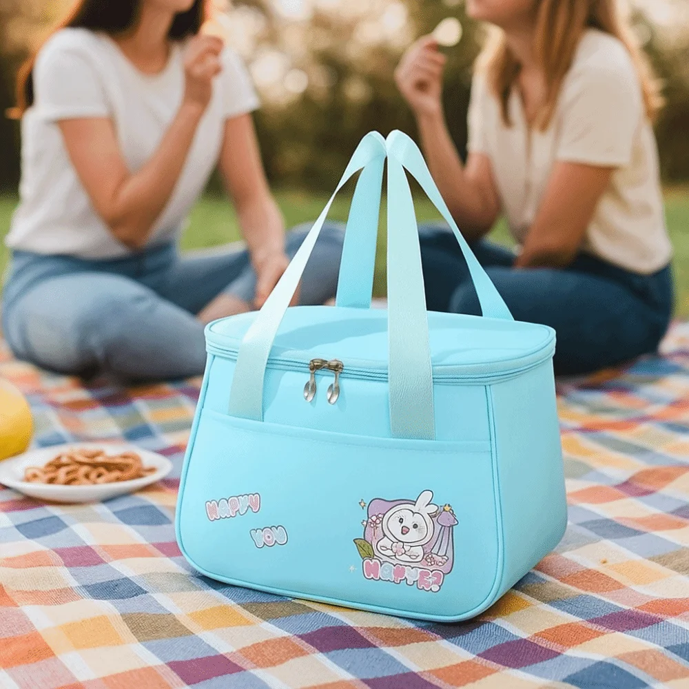 

Portable Cute Insulated Thermal Bag Waterproof Office Worker Cartoon Lunch Bag Student Large Capacity Picnic Handbag Men Women