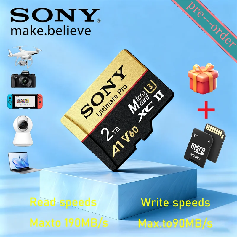

Sony Original Memory Card 2TB1TB 512GB 256GB 128GB 100MB/S 64GB Micro SD Card Class 10 UHS-1 Flash for Smartphone PC