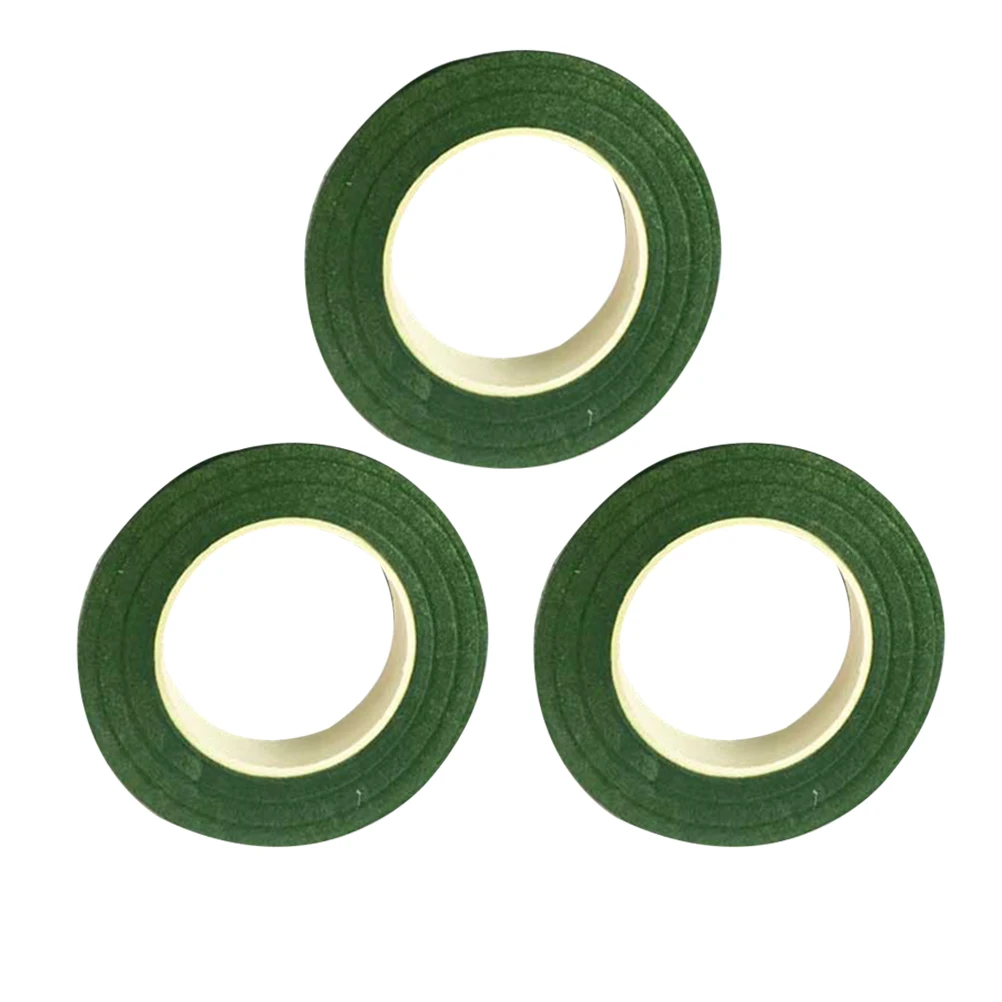 3 Rolls Flower Packaging Tape Artificial Green Floral Adhesive Decorating Stem Wrap Bouquet