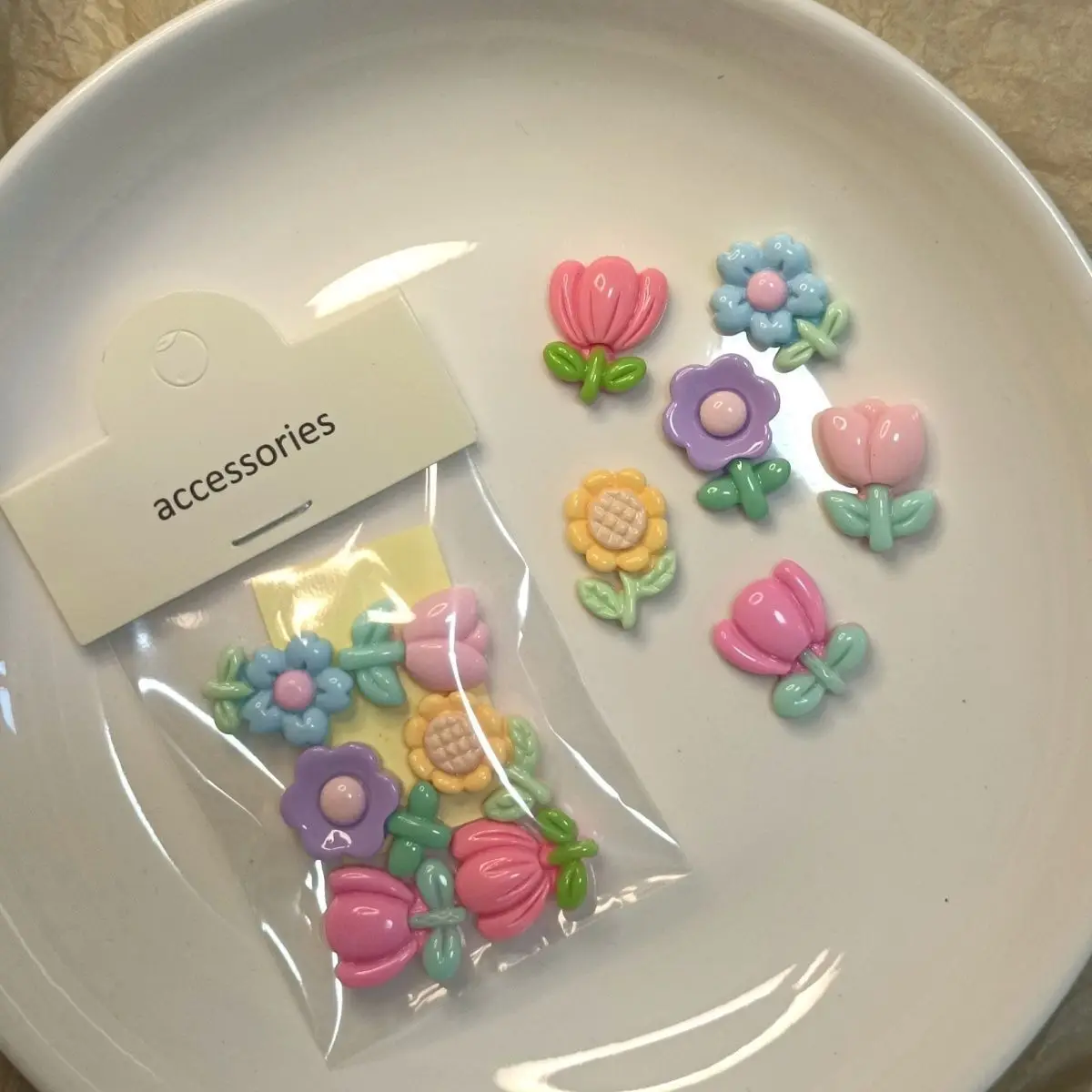 

New INS Cartoon 3D Relief Tulip Sunflower Flower Shape Sticker Jelly Patch for DIY Phone Case Planner Decoration Solid Sticker