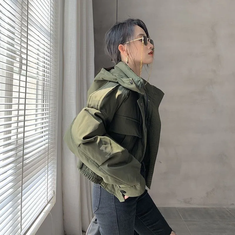 

New Model 2024 Fashion Korean Version Wintertime Coat Fashion Brand Jacket Parka Short Workwear Female Loose All-match Hooded