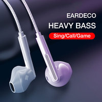 EARDECO 3.5mm Type-C Wired Headphones Bass In Ear Headphones with Mic Stereo Mobile Wired Earphone Earbuds Wire Phone Earphones