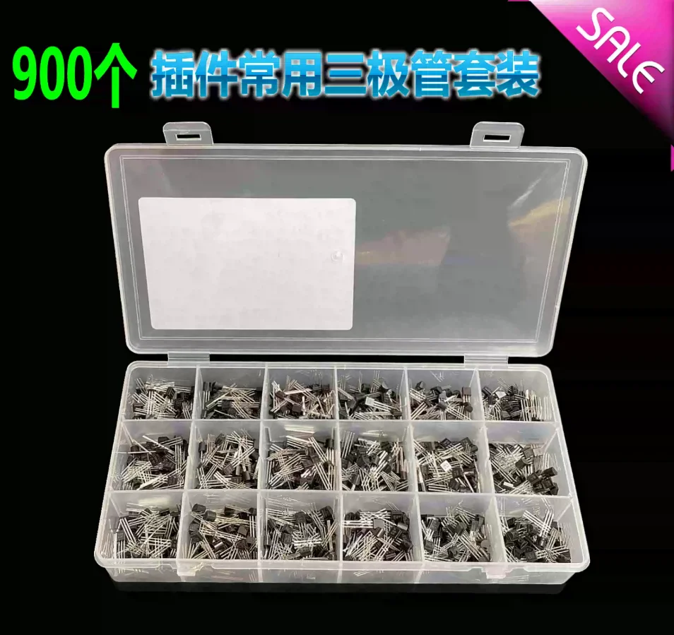 900pcs Transistor Kit S9012/9013/9014/9015/9018 SS8050/8550 C945/1815 S8050/8550 A1015/733 Box 2N2222A 3904 3906 5401 5551