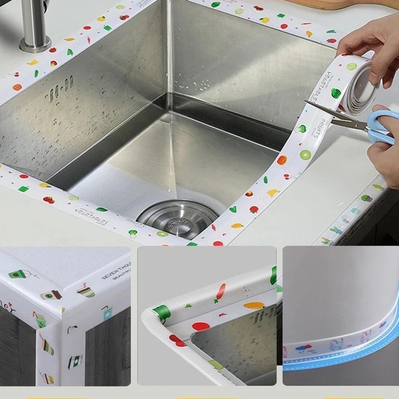 Cinta impermeable a prueba de moho para cocina, pegatinas autoadhesivas para puerta de fregadero, costura para encimera de cocina, decoración del