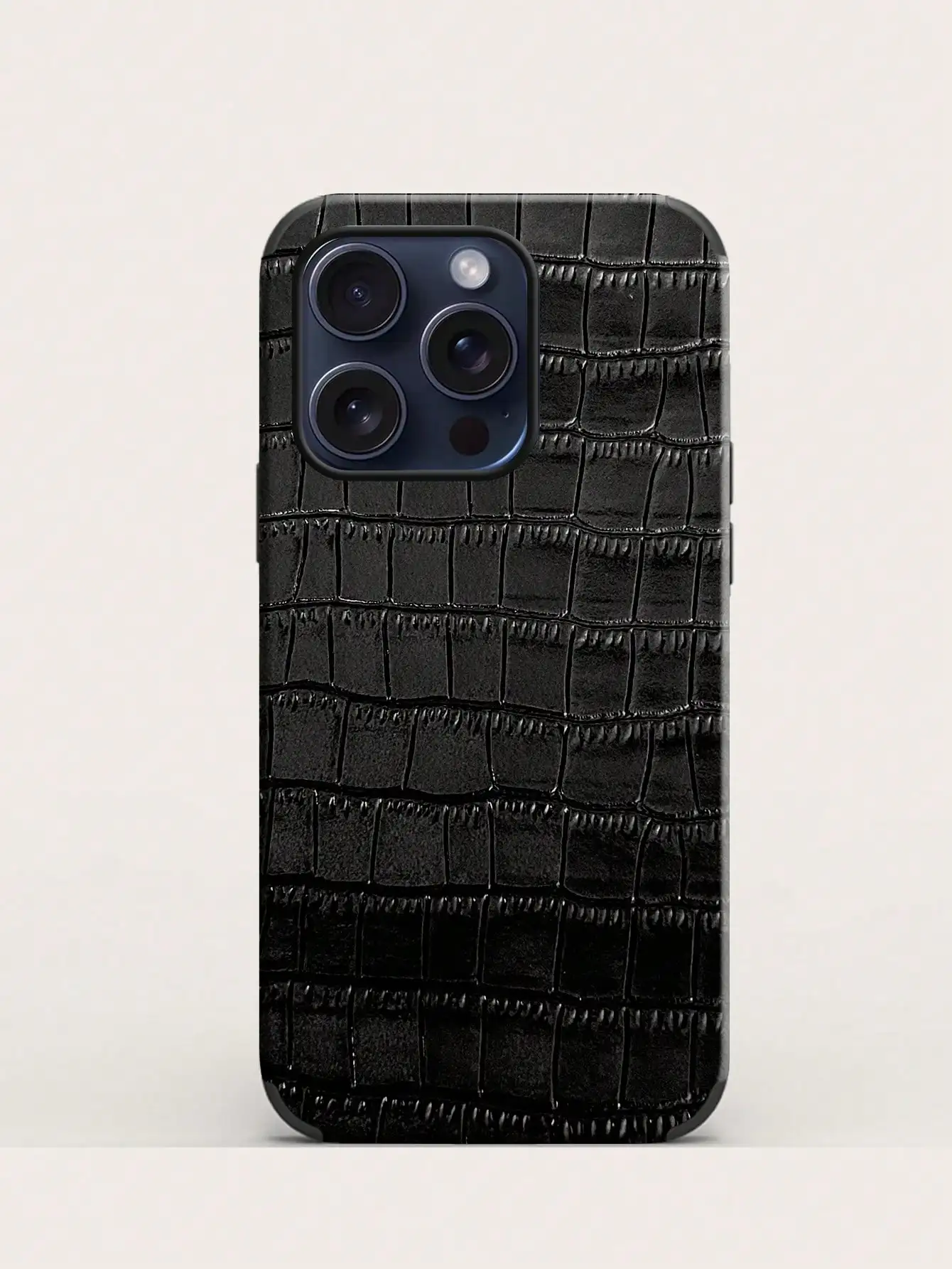 1 Black Crocodile Pattern Anti-Drop and Shockproof Leather Phone Case with Sound Conversion Design and Leather Bonding Process