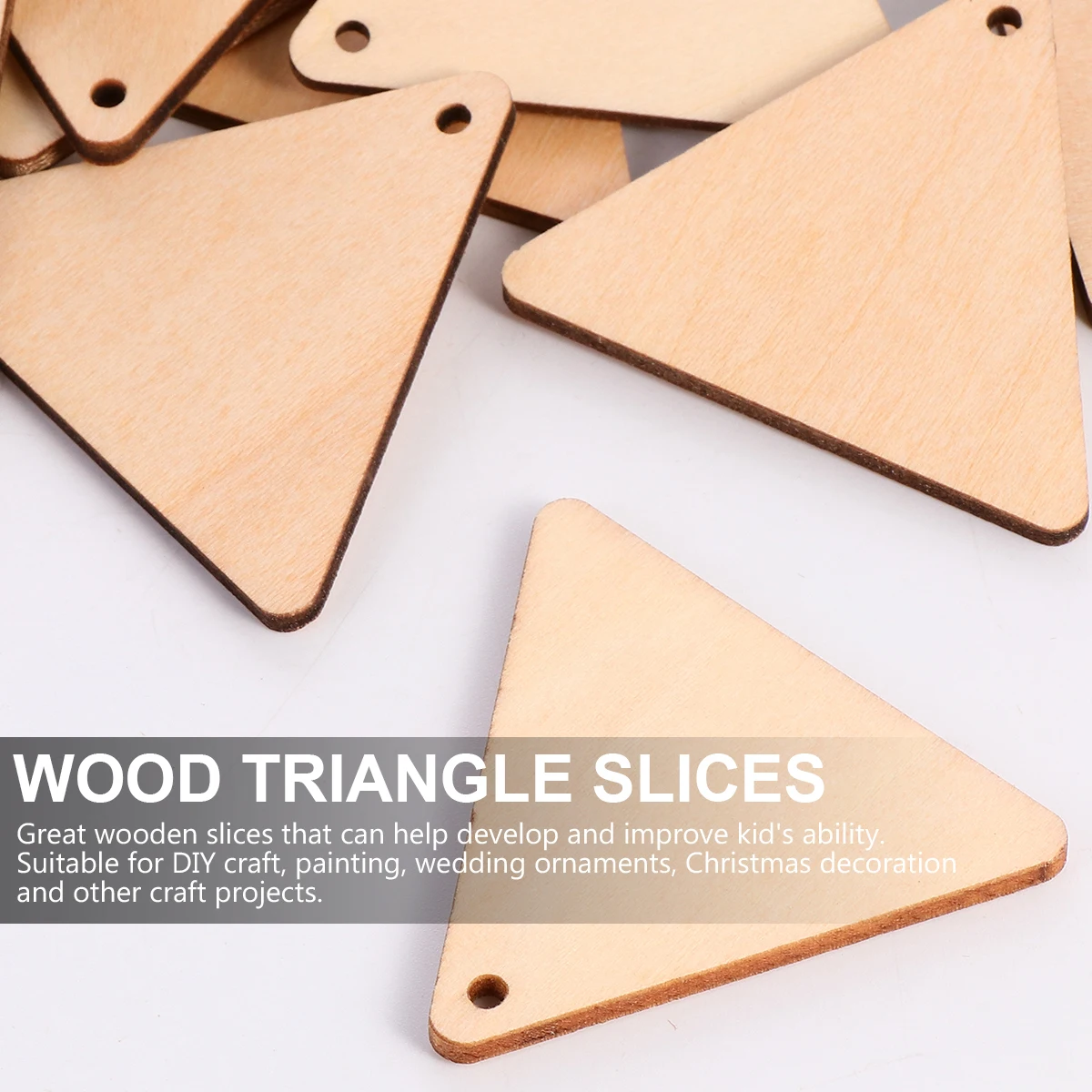 

60pcs Triangle Wood Slices Smooth Surface Diy Crafts Accessories Unfinished Cutouts Wooden Ornaments For Home Decor Projects