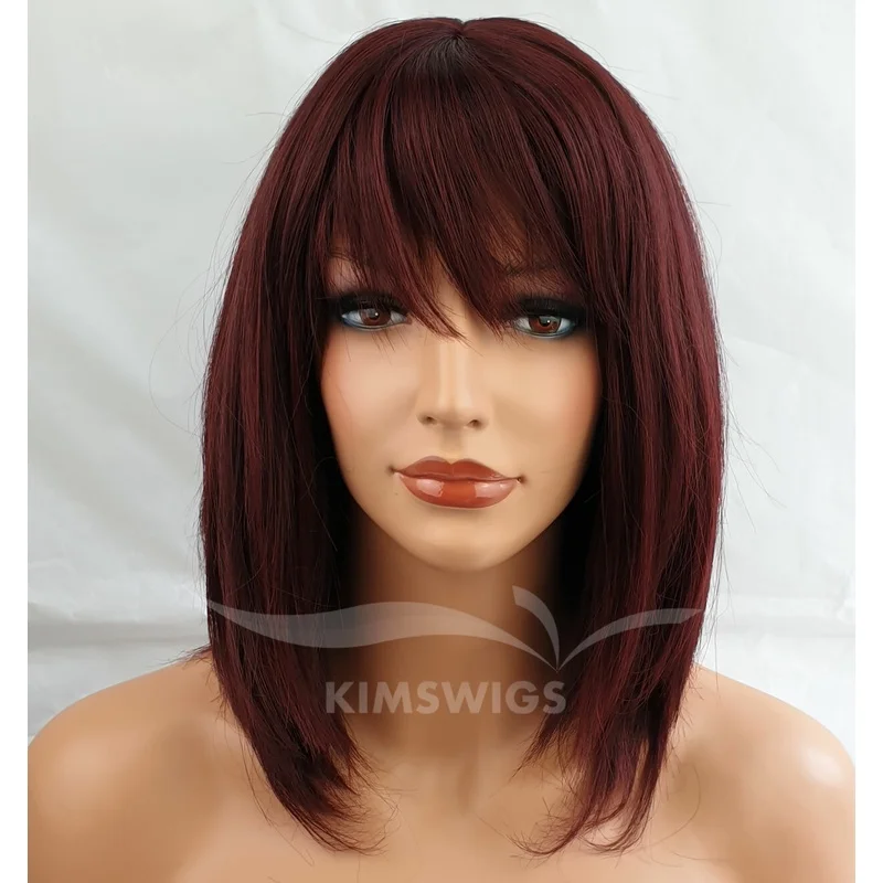 BURGUNDY RED WIG LADIES WOMENS RAZOR CUT SHOULDER LENGTH FASHION HAIR #99J