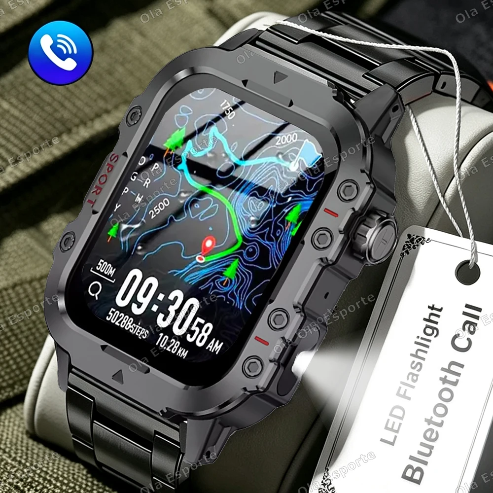 Neue Militär-Smartwatch für Männer 3ATM Outdoor-Sport Fitness-Tracker Blutdruck Gesundheitsüberwachung Bluetooth-Anruf Smartwatch Ht30