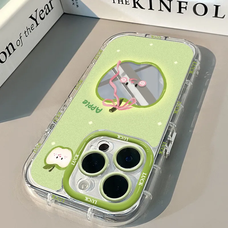 Roter Apfel mit Schleife Luftkissen-Spiegel-Handyhülle für iPhone 17 15 14 16 Pro Max 13 12 11 Pro XR XS 7 8 Plus 17Air Girl INS Cover – Detail 12