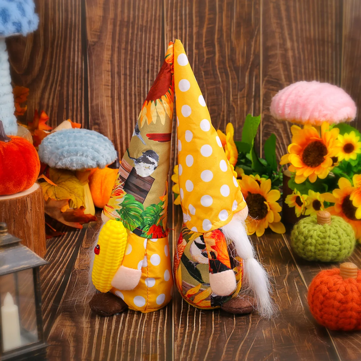 New Harvest Festival Thanksgiving Hugging Corn Doll Decorations Cute Rudolph Midget Faceless Doll Tabletop Decoration Supplies