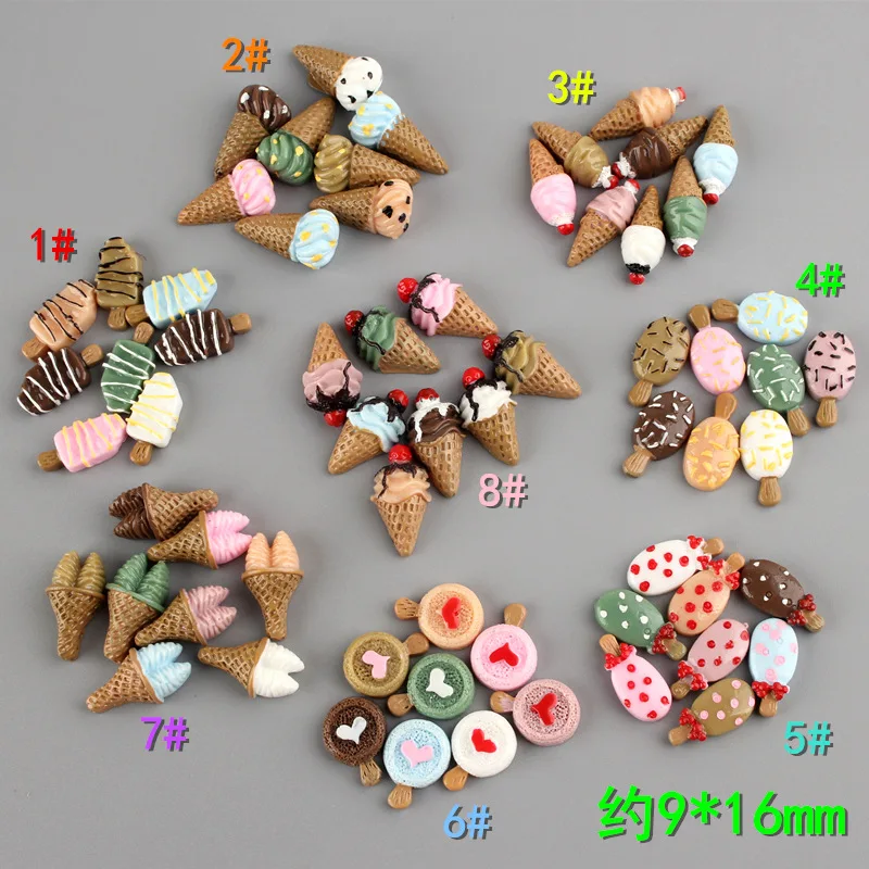 Ice Cream Resin Cabochon Flatback Scrapbooking Craft 20pcs Fake Foods Ice Cream Corn for DIY Hair Accessories Phone Case Deco