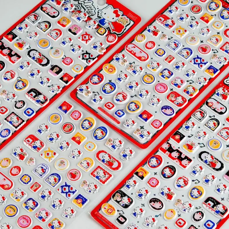 1 pçs olá kitty delicioso 3d adesivo em relevo bonito à prova dwaterproof água diy caso de telefone copo água adesivo decorativo estudante presente