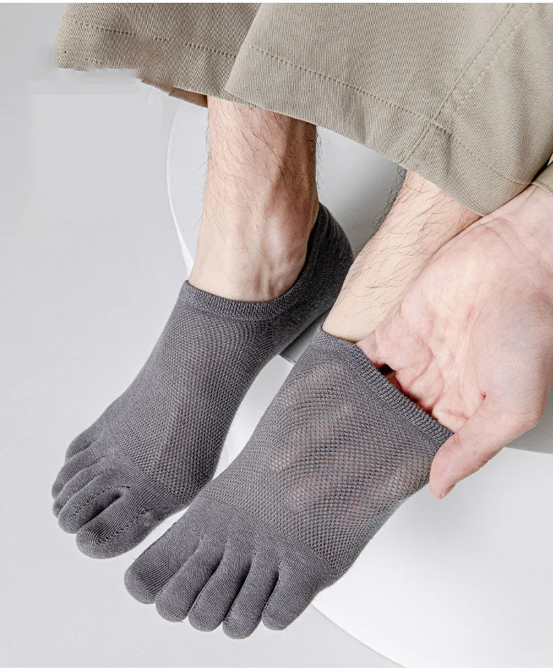 Man Women Slipper Toe Socks Breathable Five Finger Socks Mesh Hollow No Show Socks Sweat-absorbing Boat Sock Ankle Short Socks