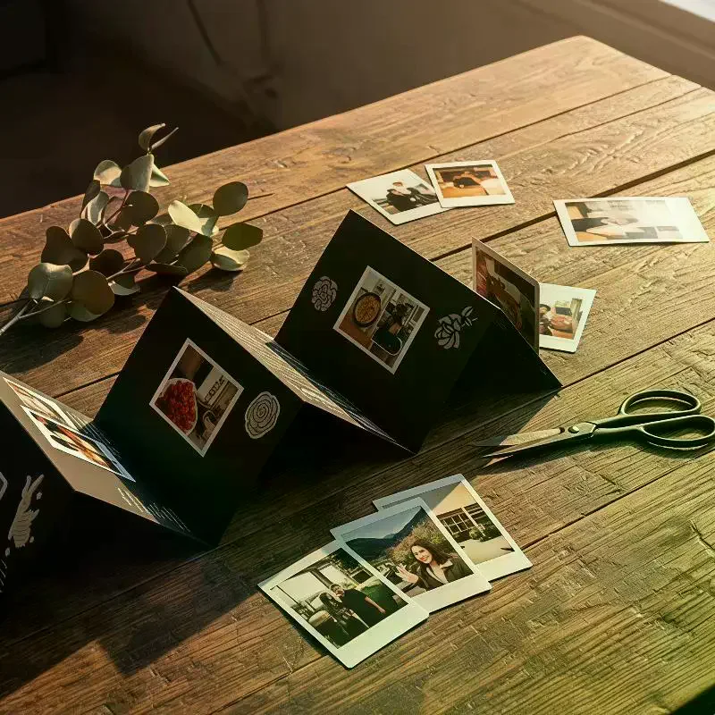 Valentine's Day Gift 18 Page Accordion Photo Album Foldable Kraft Paper DIY Memory Book for Couple Sweet Memory Collection