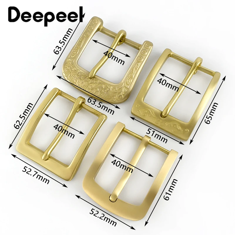 Deepeel 1Pc 40mm Pure Brass Copper Pin Buckle Belt Head Carved Men Women Buckles DIY Leather Crafts Accessory for 38-39mm Belts