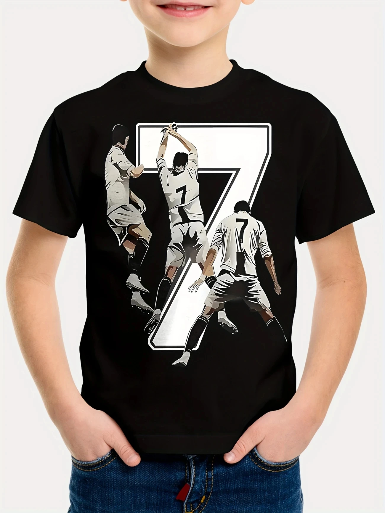 تي شيرت رجالي مطبوع ثلاثي الأبعاد من كريستيانو رونالدو لكرة القدم مجموعة المعجبين في الهواء الطلق سريع الجفاف للياقة البدنية ملابس رياضية يومية قابلة للتنفس #2