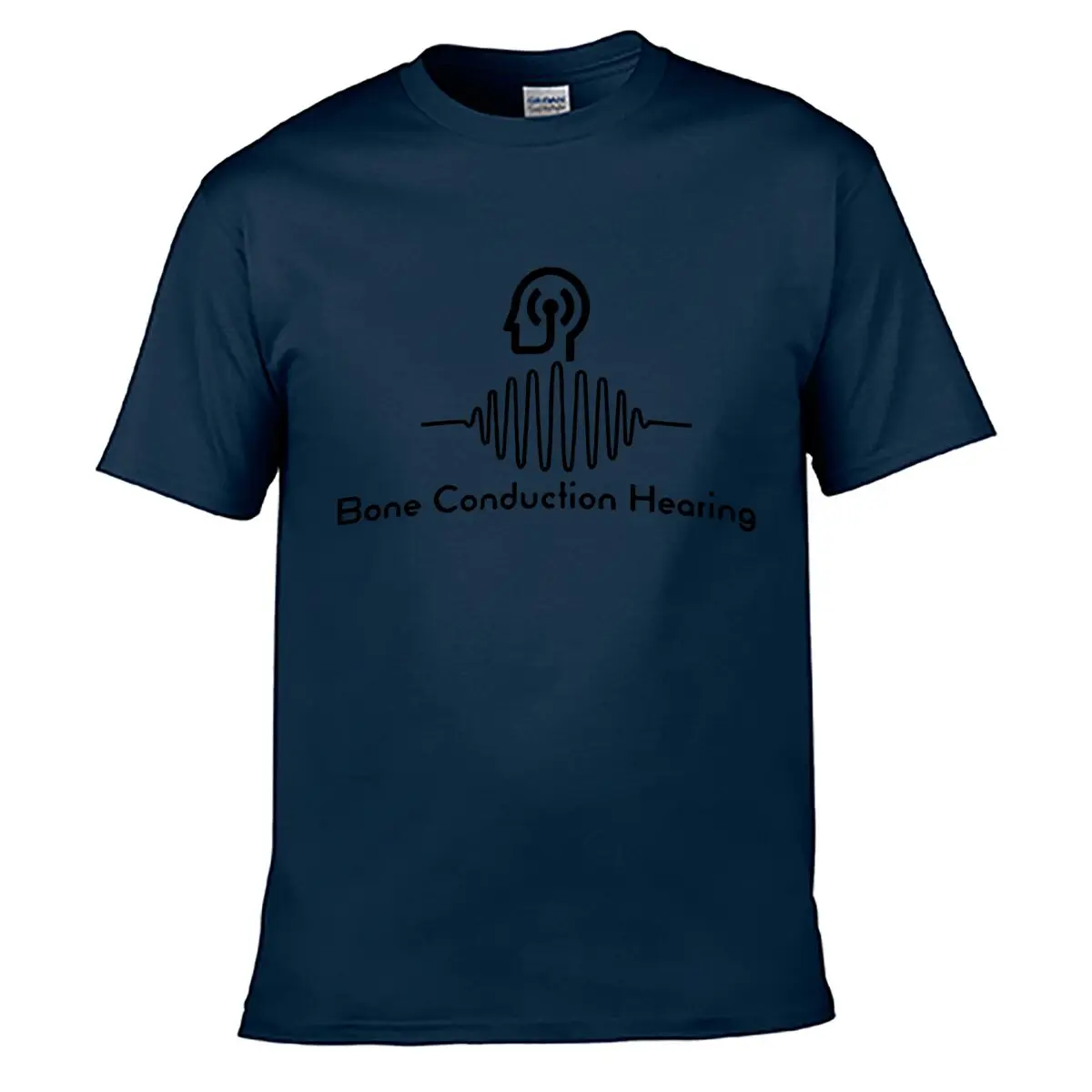 Bone Conduction Hearing Sound Wave Street Distressed Washed Loose Simple Tee