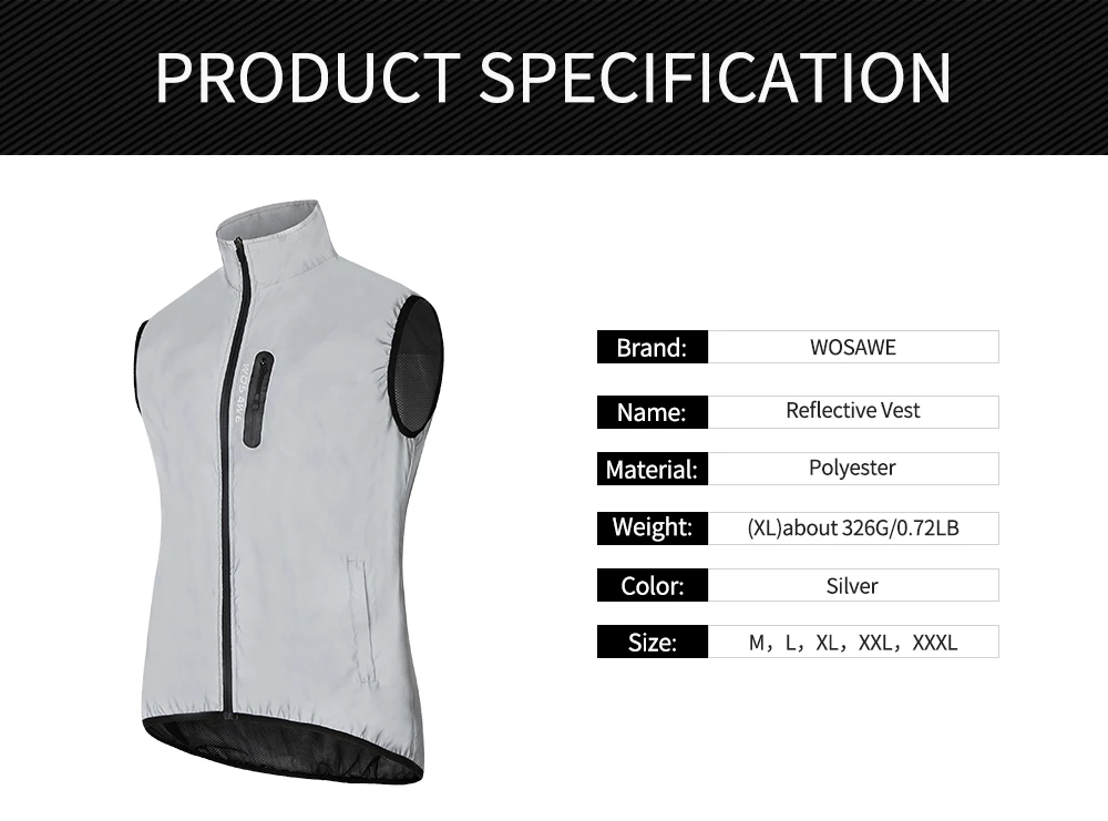 WOSAWE Hohe Sichtbarkeit Radfahren Weste Winddicht Mountainbike Jacke Ärmellose Gilet Herbst MTB Rennrad Weste ﻿ – Detail 2
