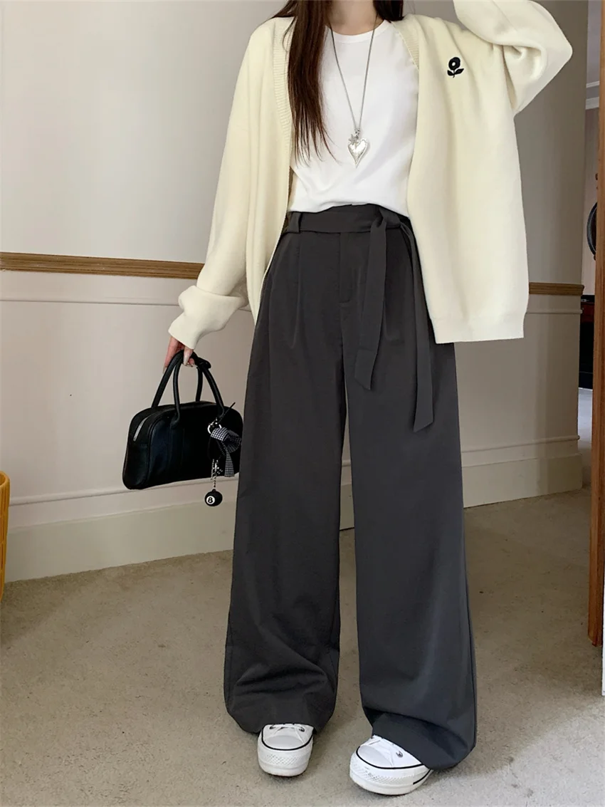 Alien Kitty Women Wide Leg Trousers Chic Loose New Solid Vintage 2024 OL Daily High Waist Streetwear Mopping Autumn Casual