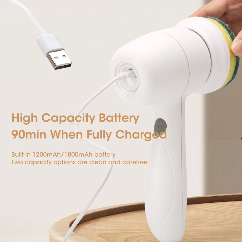 فرشاة تنظيف كهربائية ، فرشاة تنظيف كهربائية أوتوماتيكية لاسلكية قابلة للشحن USB ، فرش تنظيف بلاط حوض الاستحمام والمطبخ