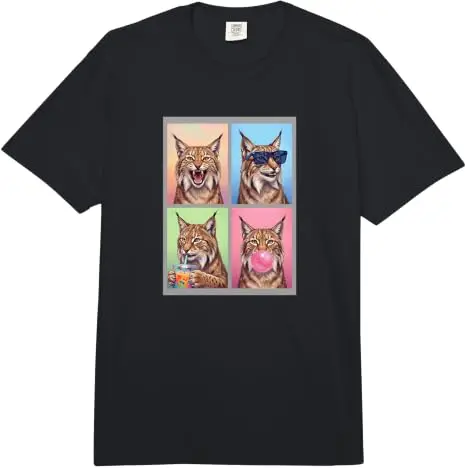 Y2K Katze Tiger Luchs Lustiges Luchs-T-Shirt Humor Niedlicher Tierdruck Grafik Damen Herren Kleidung Baumwolle Mode Streetwear Persönlichkeit – Detail 12