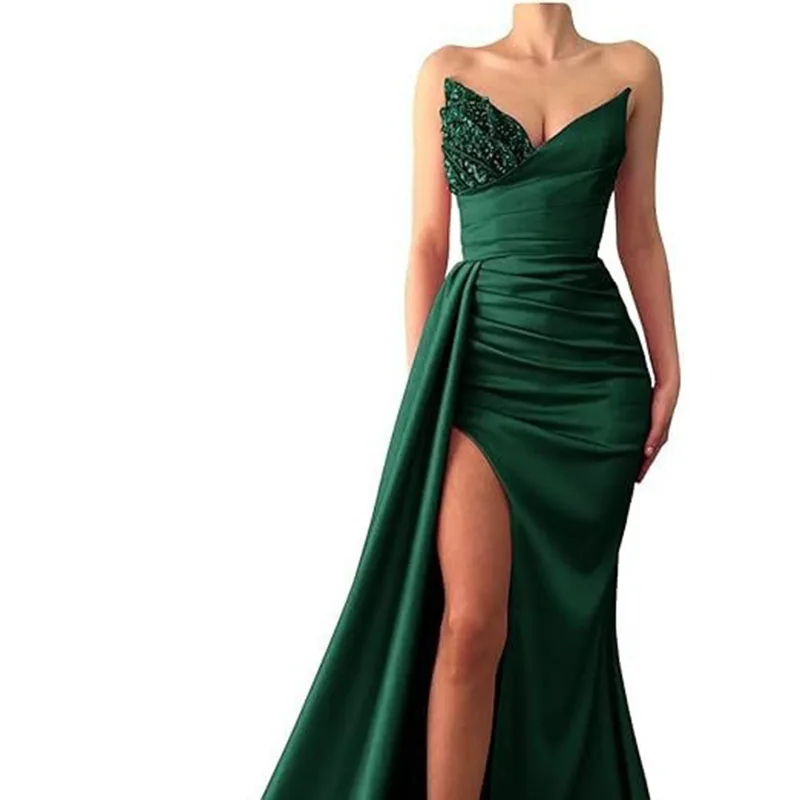 

2024 New Sexy Evening Dress For Party Strapless Stain Mermaid Prom Dress For Party Knee-length Homecoming Dress Vestido De Novia