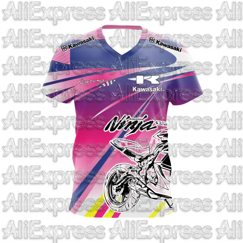 

MOTO 2025 Summer New Men's Motorcycle T-shirt Kawasaki Logo 3D Printed Casual Short Sleeve Breathable T-shirt Fashionable Trend