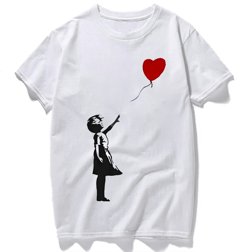 Banksy Girl Hearth Love Balloon T Shirt Meme Gift Funny Top Tee Style Unisex Gamer Movie Music T Shirt Women Vintage Cotton Tees