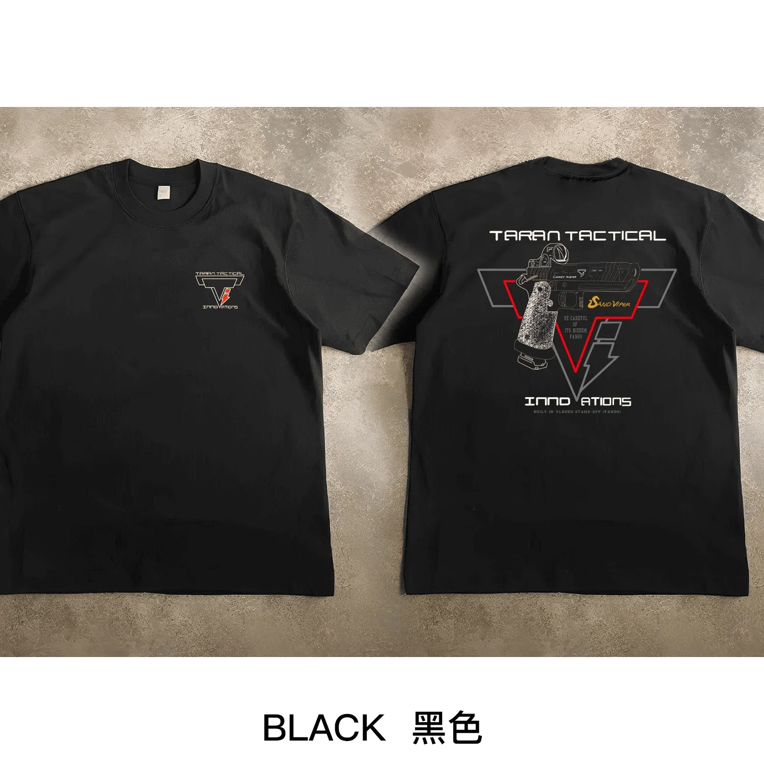 

Taran Tactical Pistol Print T-shirt Men's Summer 100% Cotton Daily Party T-shirt Street Loose Breathable Round Neck Short Sleeve