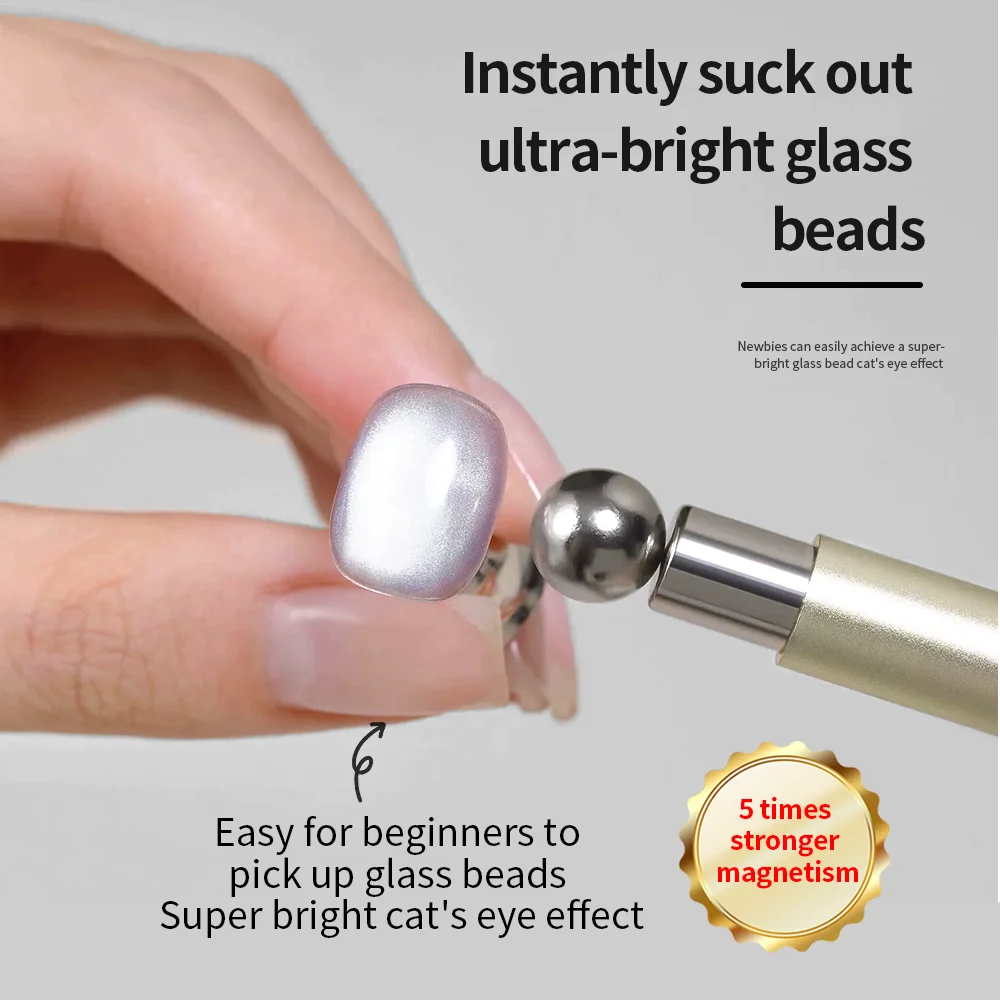 Double Head Cat Eye Magnet Stick Gold Silver Cylindrical Nail Art Tool for UV/LED Gel Polish,Manicure Design Magic Wand