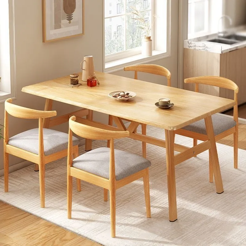 Nordic dining table small household modern simple rental house dining table light luxury rectangular table and chair set simple