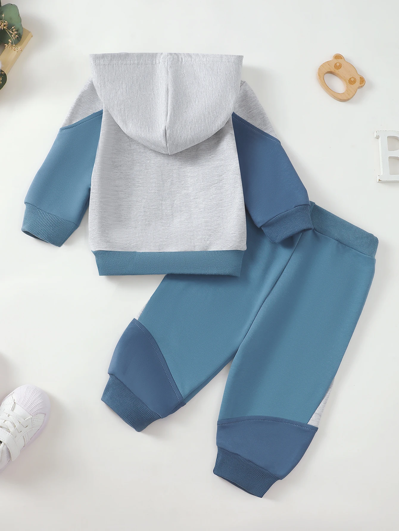 Kleinkind Jungen Frühling Herbst Hoodie Hosen Set Farbblock Langarm Baumwolle Anzug für Kinder Kleinkind Kleidung – Detail 16