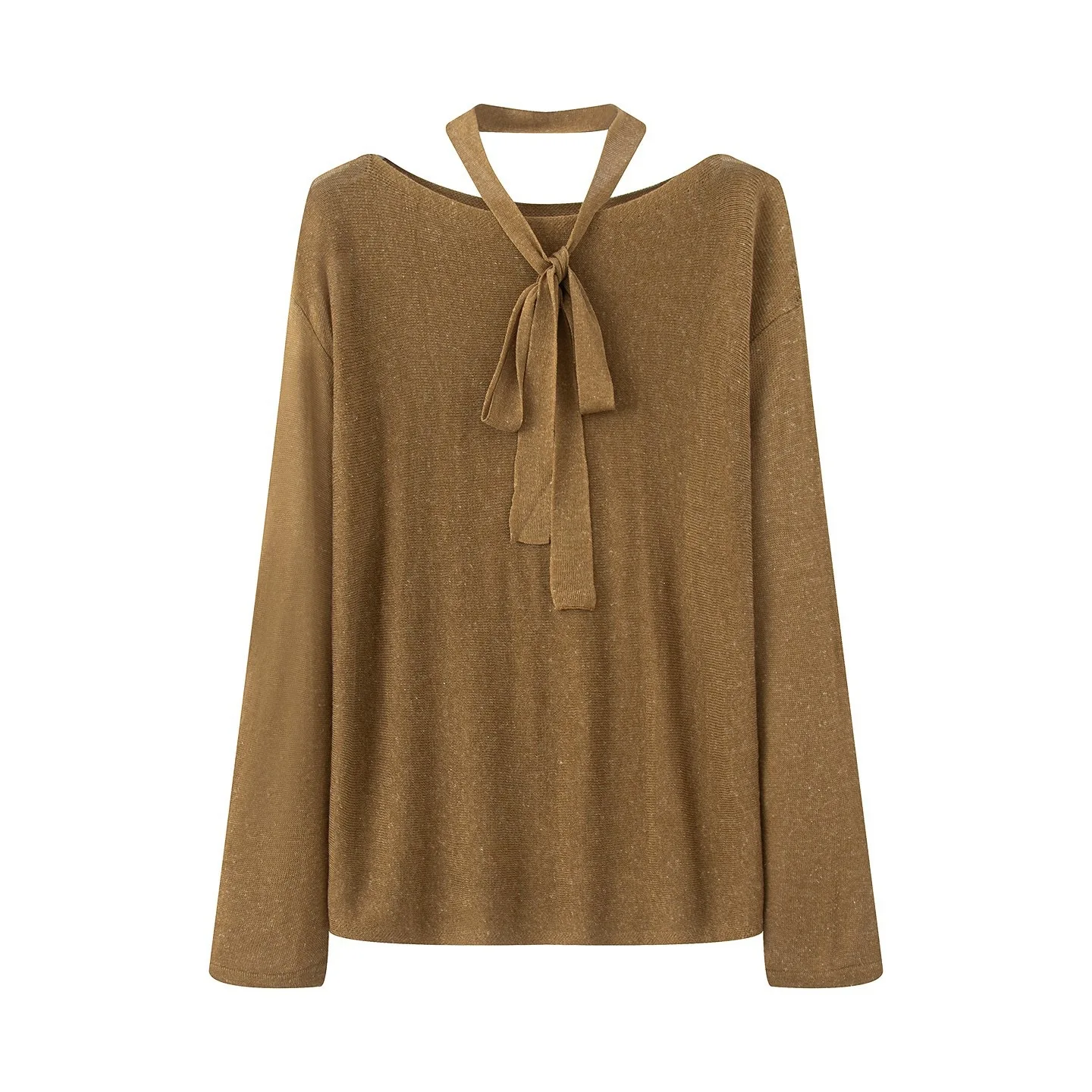 

Autumn Fashion Sweet Lace-Up Crew Neck Long Sleeve Knitted Sweater Women 46b-803039