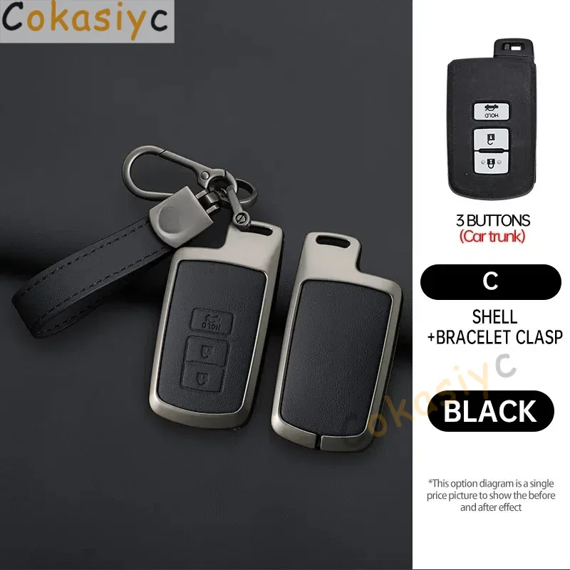 

Car Zinc Alloy Leather Key Case Cover Holder Chain For Toyota Avalon Aqua RAV4 Highlander Land Cruiser Camry Prado Corolla Prius