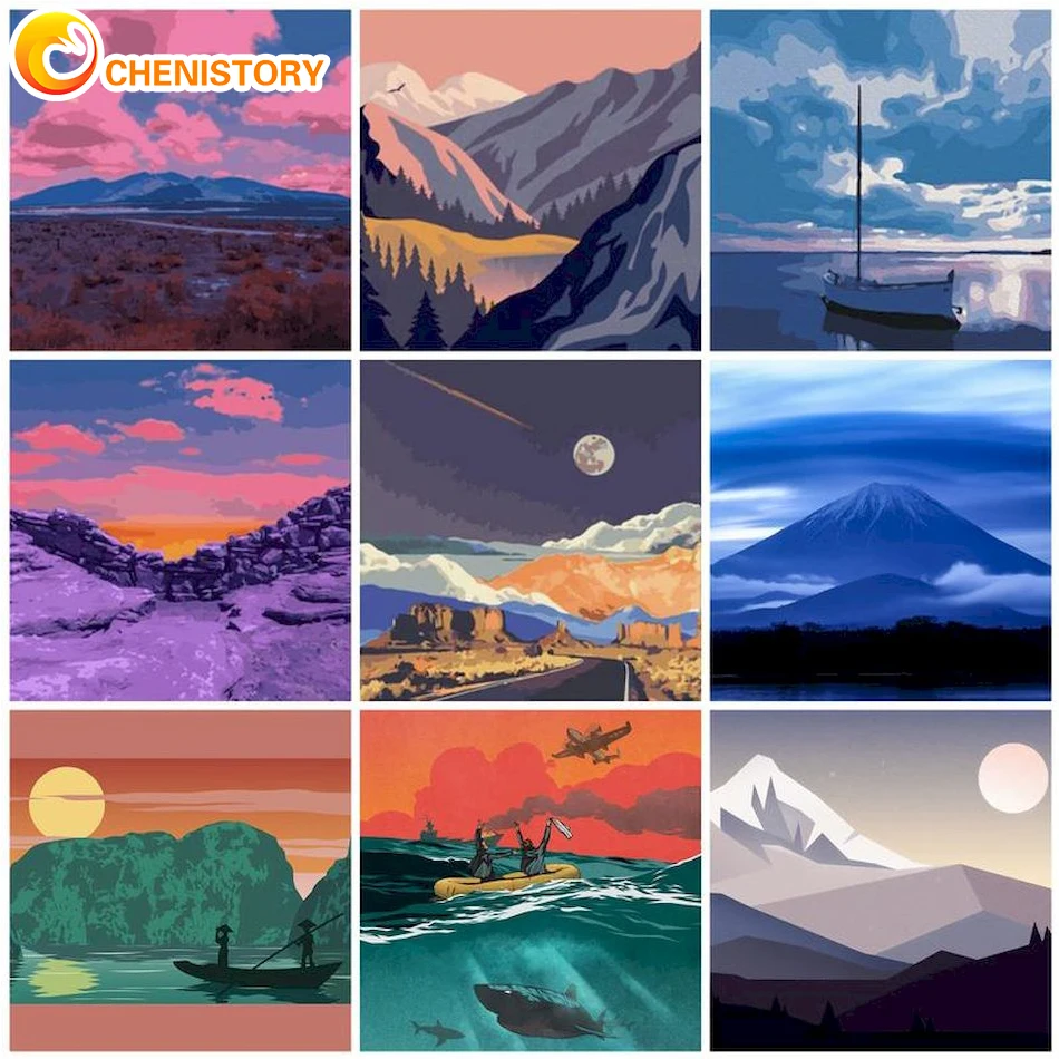 

CHENISTORY-Digital Painting Kit For Kids, DIY, Paint By Numbers, Handpainted Landacape, Unique Gift For Children, Image, 20x20cm