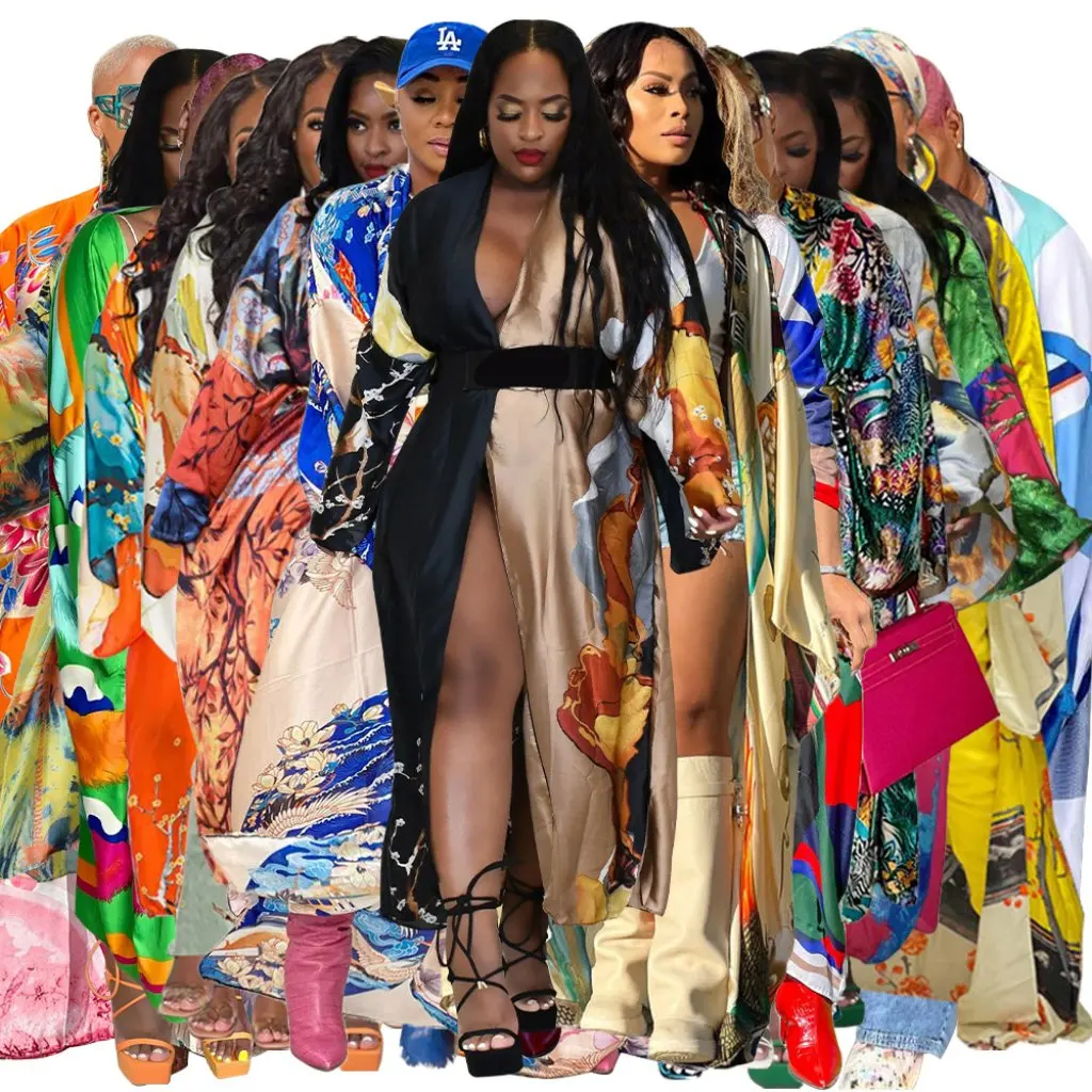 

Women's Silk-like Multi-printed Fashion Casual Coat N10173 European And American Style Independent Station Explosions Coat