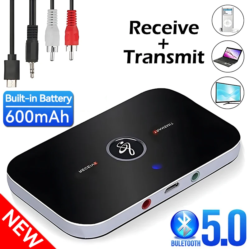 B6 Bluetooth 5.0 Audio Transmitter Receiver 3.5mm Jack AUX Stereo Music Wireless Adapter Dongle For PC TV Earphones Car Speaker