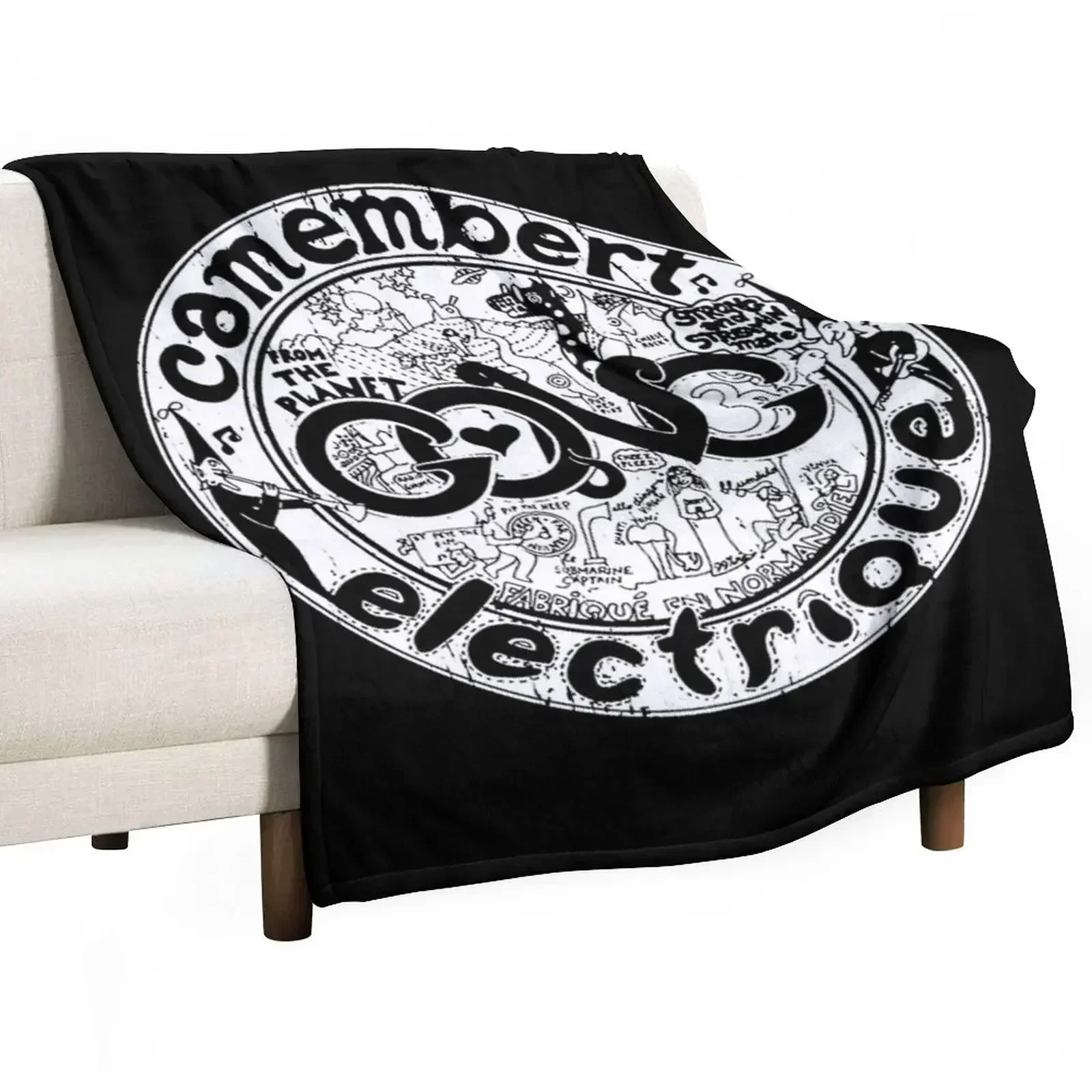 Manta suave con diseño de camiseta de gong Camembert Electrique, decoración para el hogar, para sofá y dormitorio