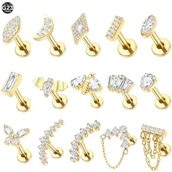 1Pc G23 Titanium Internal Thread Ear Tragus Piercing Helix Ear Studs Earrings for Women Crystal Moon Butterfly Labret Piercing