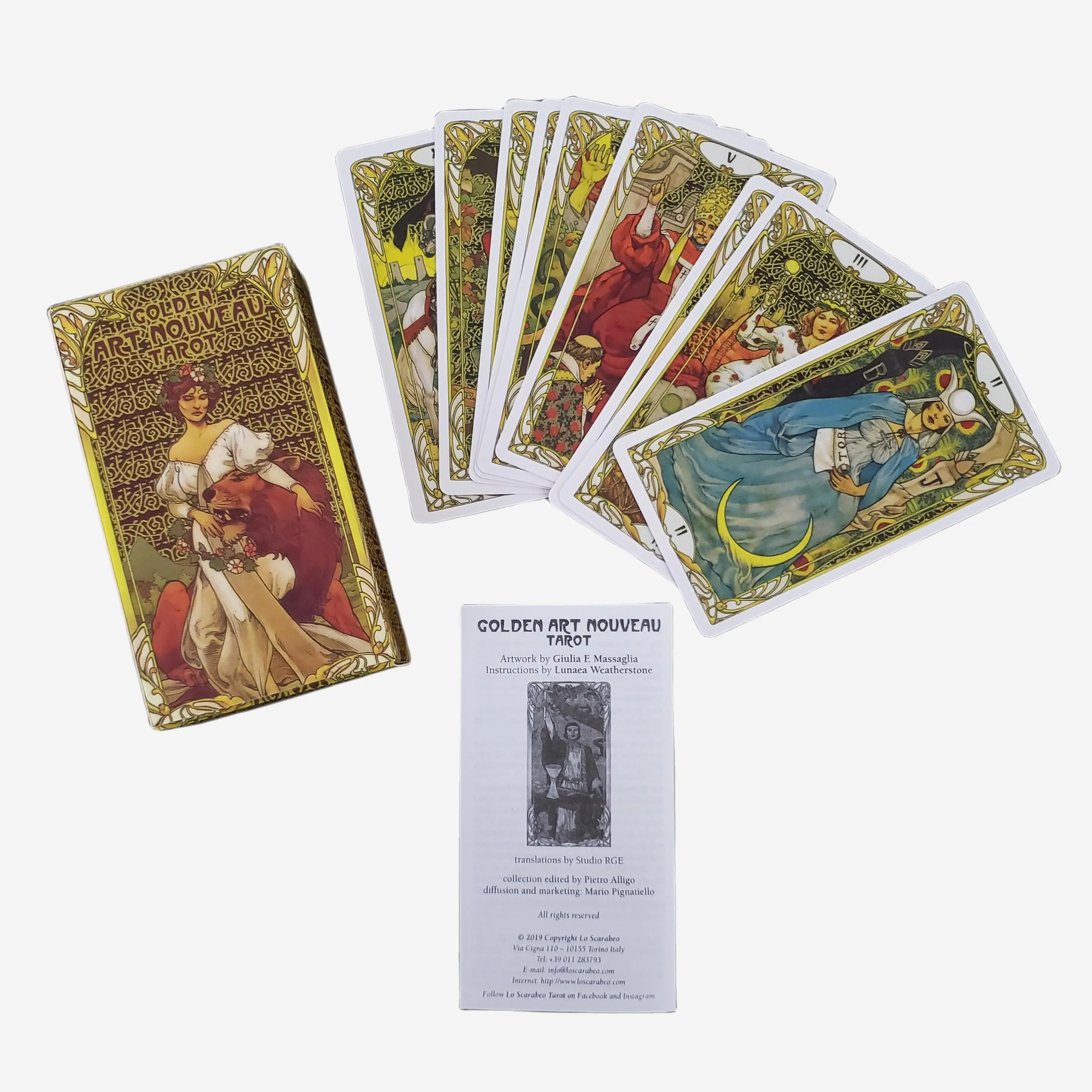 12x7cm Golden Art Nouveau Tarot With Guidebook Beautiful Figures Pattern For Friends Gift Divination Future Board Games