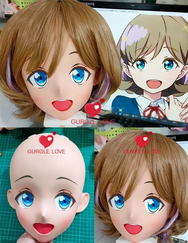(GL37) Personaje de exposición de cómic personalizado resina media cabeza Crossdress Cosplay Anime japonés máscara de Kigurumi