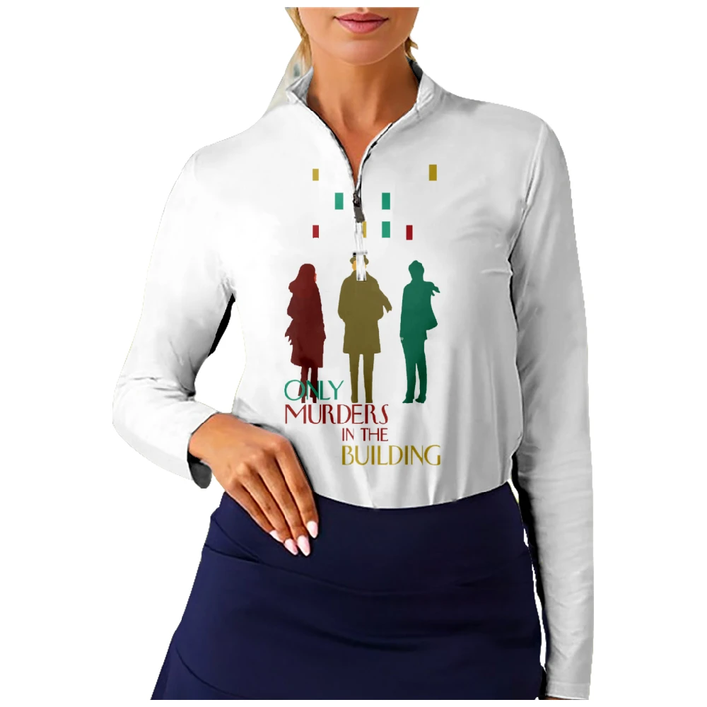 Only Murders in the Building Golf Shirt Women Long Sleeve Half Zip Breathable Quick Dry Tops Casual Sportswear