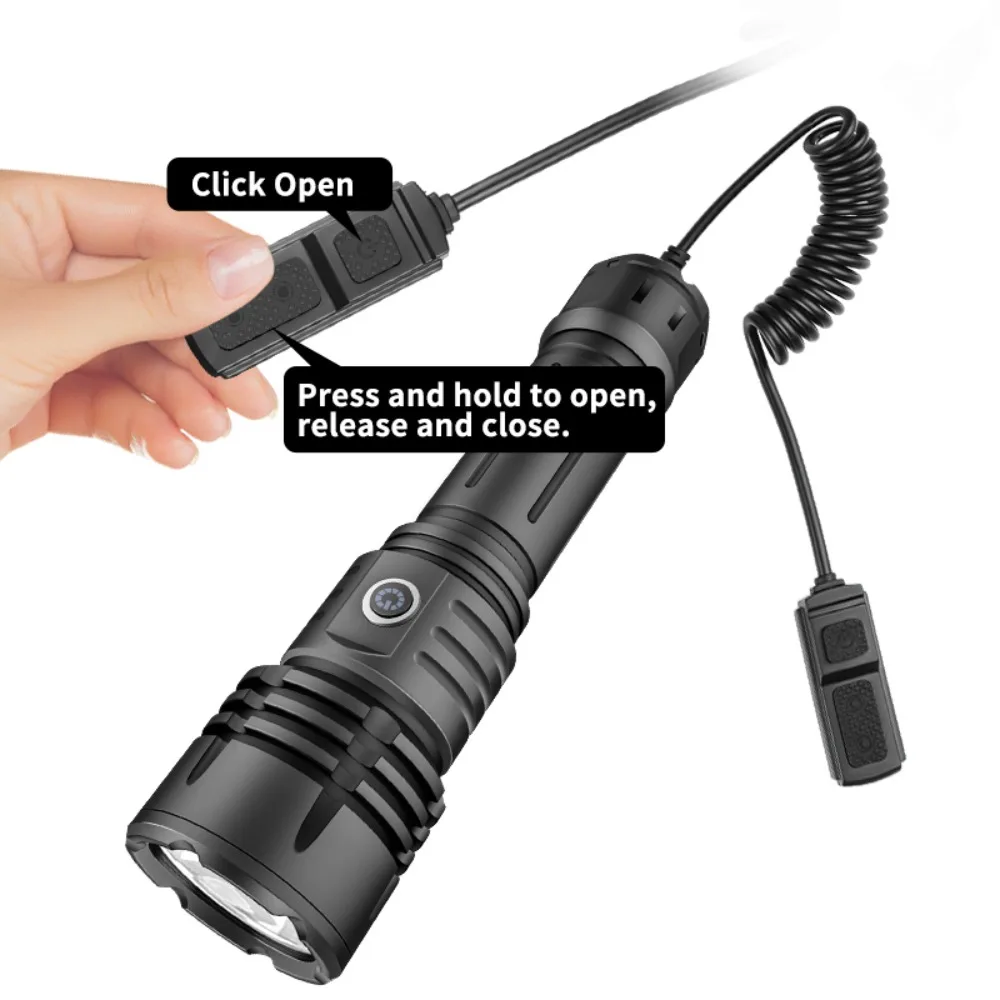 Multifunctional L2 LED Tactical Flashlight Fixed Focus Aluminum Reflector with Dual Rat Tail Switches for Night Patrol Rescue