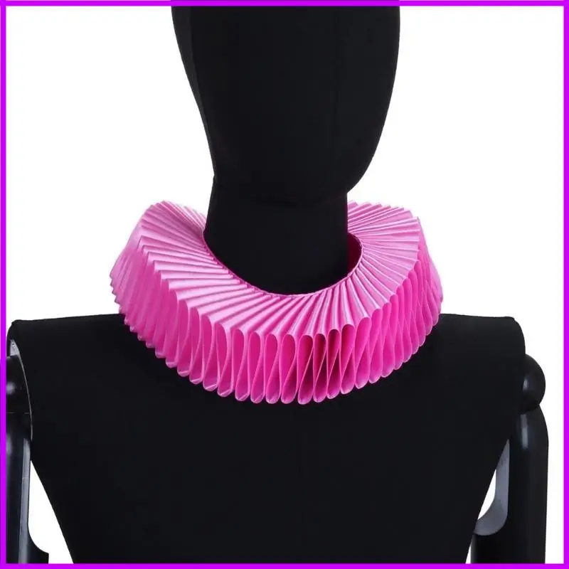 Elegante Victoriaanse roze kleur gegolfde nek valse kraag en polsmanchetten voor Elizabethaanse jurken Clown Choker
