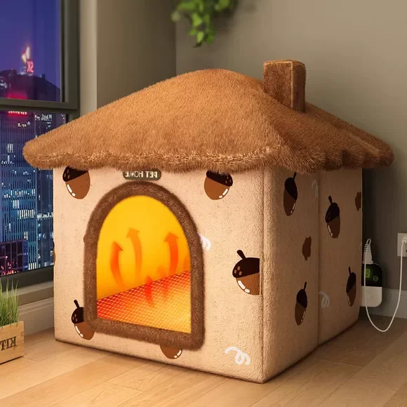 

Autumn and winter warm cat nest heating electric blanket closed cat bed kennel cat security nest oversized