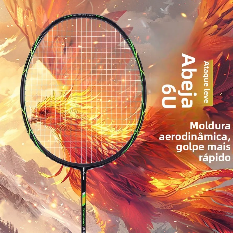 ultra-light-carbon-fiber-badminton-racket-guangyu-bee-hummingbird-training-single-racket-durable-offensive-head-medium-shaft