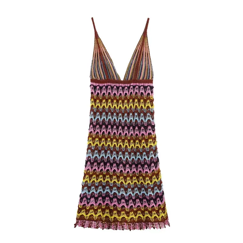 Summer 2025 Women's V-ne Floral Print Knitted ort Dr Versatile Strapl Dr Commute Sle Svel Other Material...