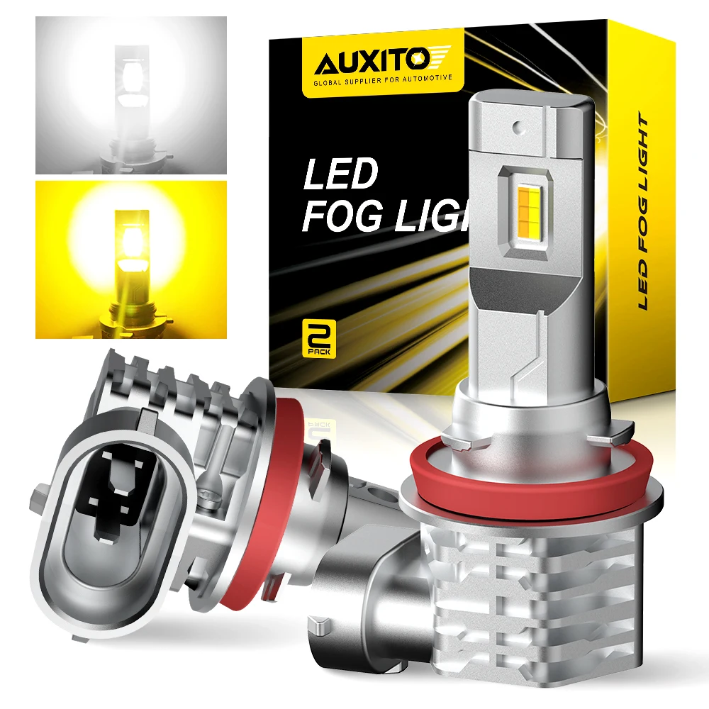 AUXITO 2Pcs Switchback H8 H11 H9 H16JP LED Fog Light 6000K 3000K Canbus No Error Car Fog Lamp DRL Dual Color White Yellow 12V